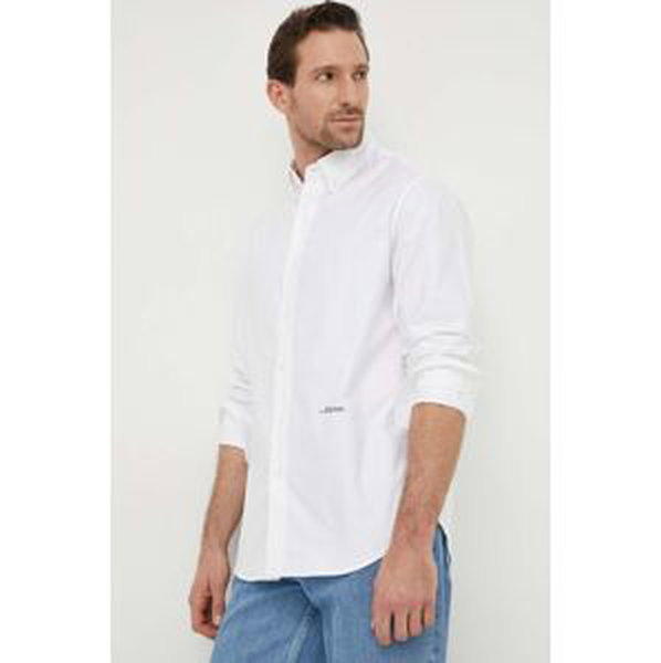 Bavlnená košeľa Mercer Amsterdam biela farba, regular, s golierom button-down