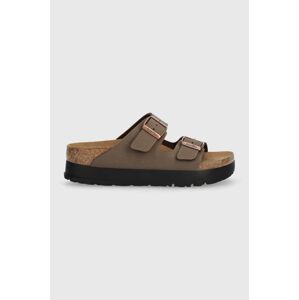 Šľapky Birkenstock Arizona Platform Flex dámske, hnedá farba, na platforme, 1027417