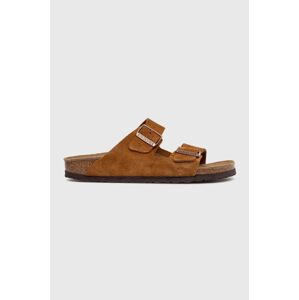 Semišové šľapky Birkenstock Arizona dámske, hnedá farba, 1027162