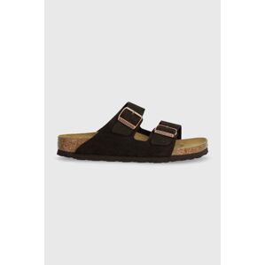 Semišové šľapky Birkenstock Arizona dámske, hnedá farba, 1027083