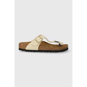 Nubukové šľapky Birkenstock Gizeh béžová farba, na plochom podpätku, 1026600