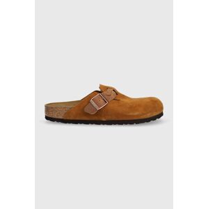 Semišové šľapky Birkenstock Boston dámske, hnedá farba, 1026713