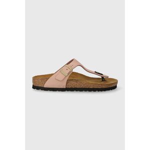 Semišové žabky Birkenstock Gizeh dámske, ružová farba, na plochom podpätku, 1026563