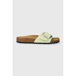 Kožené šľapky Birkenstock Madrid Big Buckle dámske, zelená farba, 1026564