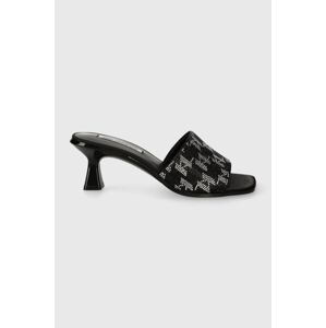 Šľapky Karl Lagerfeld PANACHE II dámske, čierna farba, na podpätku, KL30112