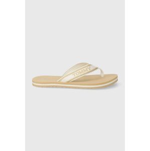 Žabky Tommy Hilfiger HILFIGER BEACH SANDAL dámske, béžová farba, na plochom podpätku, FW0FW07905