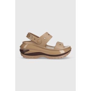 Šľapky Crocs Classic Mega Crush Sandal dámske, hnedá farba, na platforme, 207989