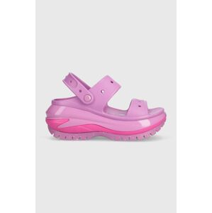 Šľapky Crocs Classic Mega Crush Sandal dámske, fialová farba, na platforme, 207989