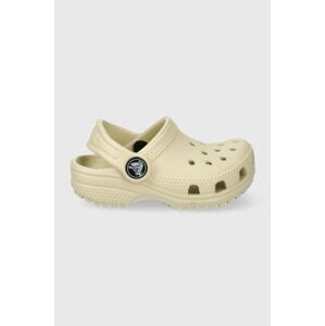 Detské šľapky Crocs CLASSIC CLOG béžová farba