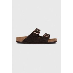 Semišové šľapky Birkenstock Arizona pánske, hnedá farba, 1027077