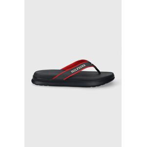 Žabky Tommy Hilfiger DUAL DENSITY TOE BEACH SANDAL pánske, tmavomodrá farba, FM0FM05015