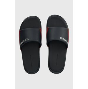 Šľapky Tommy Hilfiger DUAL DENSITY HILIFGER POOL SLIDE pánske, tmavomodrá farba, FM0FM05017