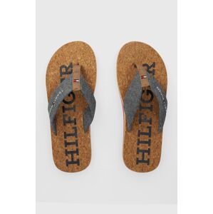 Žabky Tommy Hilfiger CORK BEACH SANDAL pánske, tmavomodrá farba, FM0FM05028