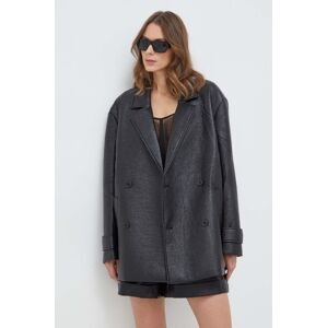 Kabát Bardot dámsky, čierna farba, prechodný, oversize