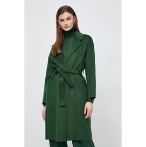 Vlnený kabát Patrizia Pepe zelená farba, prechodný