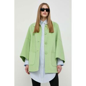 Vlnený kabát Luisa Spagnoli zelená farba, prechodný, oversize