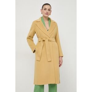 Vlnený kabát Marella žltá farba, prechodný, dvojradový