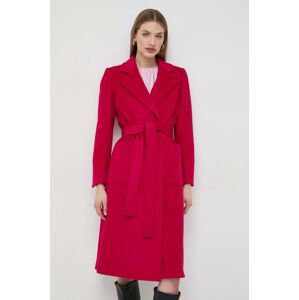 Vlnený kabát MAX&Co. ružová farba, prechodný, bez zapínania