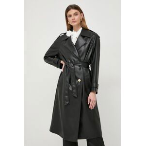 Kabát Liu Jo dámsky, čierna farba, prechodný, dvojradový