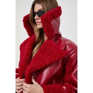 Bunda Karl Lagerfeld dámska, červená farba, prechodná, oversize