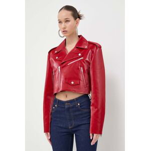 Bunda Moschino Jeans dámska, červená farba, prechodná