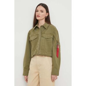 Bavlnená bunda Alpha Industries zelená farba, prechodná, oversize