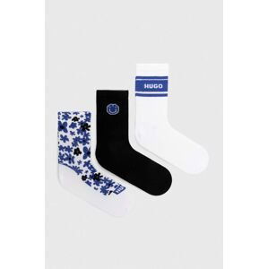 Ponožky Hugo Blue 3-pak dámske,biela farba,50523024