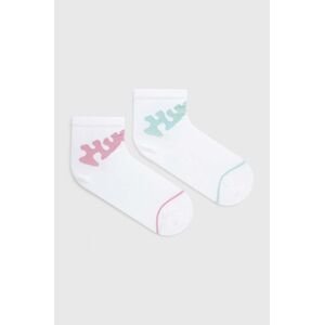 Ponožky HUGO 2-pak dámske, biela farba
