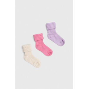 Ponožky pre bábätká United Colors of Benetton 3-pak ružová farba