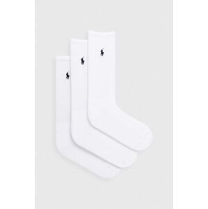 Ponožky Polo Ralph Lauren 3-pak pánske, biela farba