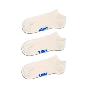 Ponožky Happy Socks Solid Low 3-pak biela farba
