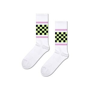 Ponožky Happy Socks Checked Stripe Sneaker Sock biela farba