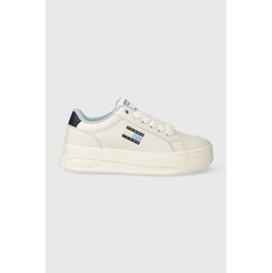 Kožené tenisky Tommy Jeans TJW CITY FLATFORM biela farba, EN0EN02500