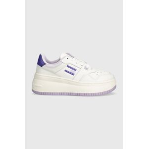 Tenisky Tommy Jeans TJW RETRO BASKET FLATFORM ESS fialová farba, EN0EN02506