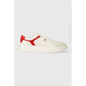 Kožené tenisky Tommy Hilfiger POINTY COURT SNEAKER béžová farba, FW0FW07460