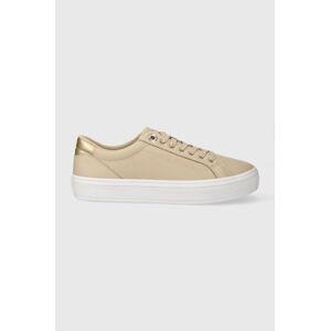 Tenisky Tommy Hilfiger ESSENTIAL VULC LEATHER SNEAKER béžová farba, FW0FW07778