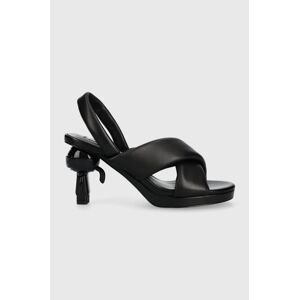 Kožené sandále Karl Lagerfeld IKON HEEL čierna farba, KL39024