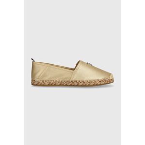 Kožené espadrilky Tommy Hilfiger TH GOLD FLAT ESPADRILLE zlatá farba, FW0FW07694