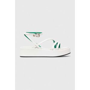 Kožené sandále Tommy Hilfiger TH STRAP PLATFORM dámske, biela farba, na platforme, FW0FW07728