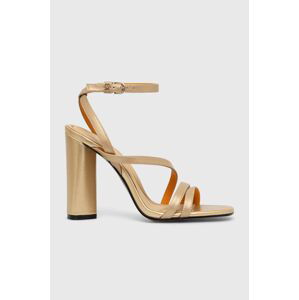 Kožené sandále Tommy Hilfiger TH GOLD BLOCK HIGH HEEL zlatá farba, FW0FW07753