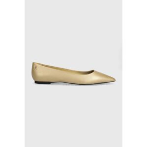 Kožené balerínky Tommy Hilfiger GOLD POINTED BALLERINA zlatá farba, FW0FW07883