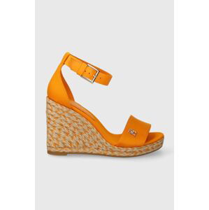 Sandále Tommy Hilfiger COLORFUL HIGH WEDGE SATIN SANDAL žltá farba, FW0FW07914