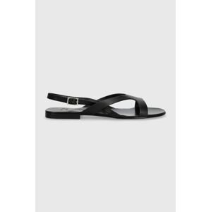 Kožené sandále Weekend Max Mara Monviso dámske, čierna farba, 2415521115600
