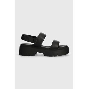 Kožené sandále HUGO Kris dámske, čierna farba, na platforme, 50517374