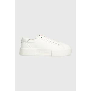 Tenisky Tommy Jeans TJW FOXING FLATFORM SNEAKER dámske, biela farba, EN0EN02480