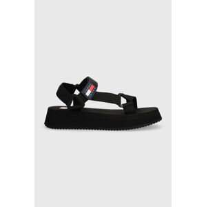 Sandále Tommy Jeans TJW EVA SANDAL dámske, čierna farba, na platforme, EN0EN02466