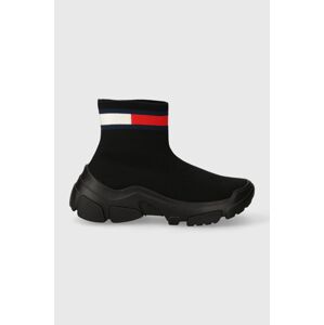 Tenisky Tommy Jeans TJW SOCK BOOT čierna farba, EN0EN02446