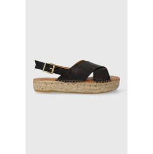 Kožené sandále Alohas Crossed dámske, čierna farba, na platforme, ESWG1.25