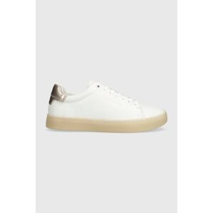 Kožené tenisky Calvin Klein CUPSOLE LACE UP PEARL biela farba, HW0HW01897