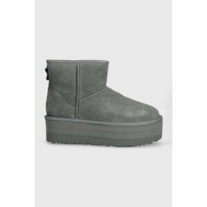 Semišové snehule UGG Classic Mini Platform šedá farba, 1134991